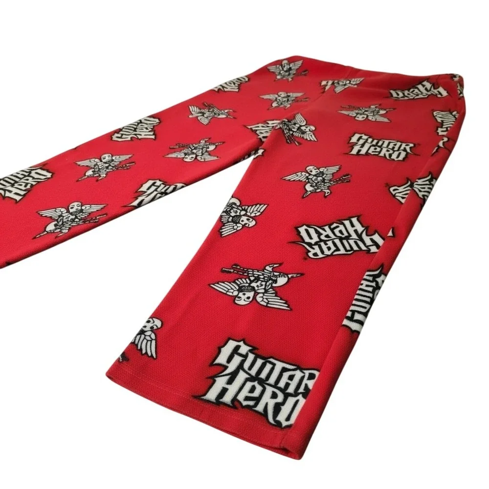 Guitar Hero Pajama Pants Mens L XL Red Fleece 2008 Activision VTG Gaming‎ Lounge